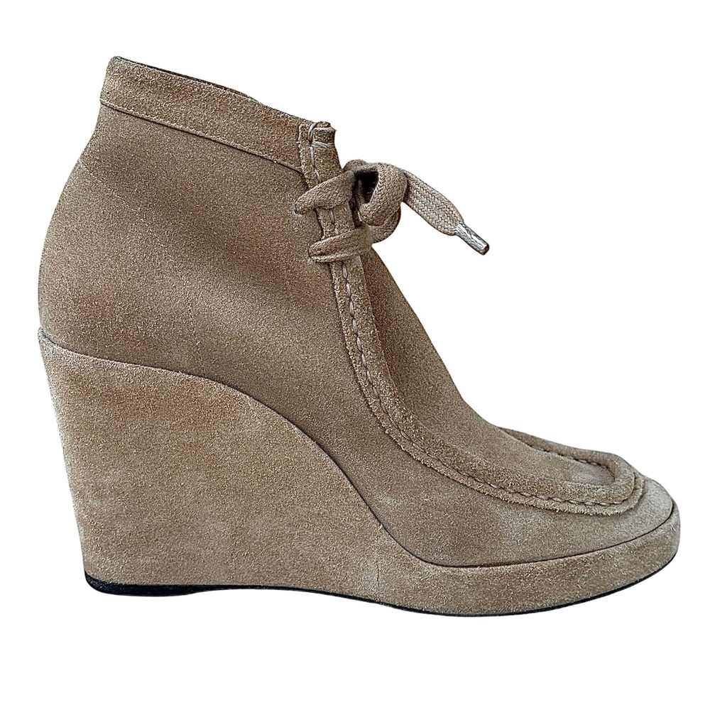 BALENCIAGA Sand Suede Lace Up Wedge Heels - Picture 8 of 14